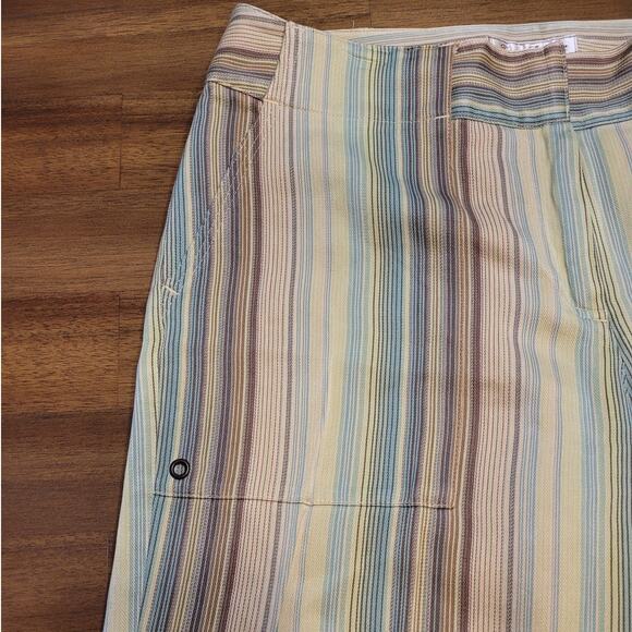 Tommy Bahama Stripe Silk Wide-Leg Capri Pants – Size 4 – Green/Brown – EUC - Picture 4 of 14